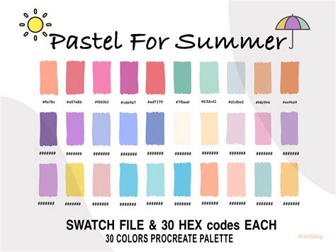 Pastel Summer Color Color Palette Hex Codes Ipad Etsy