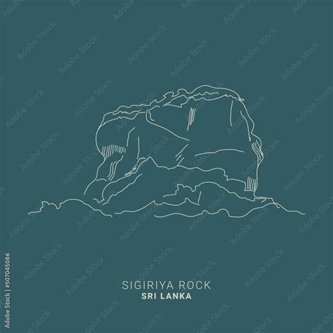 Vecteur Stock Sri Lanka Sigiriya Rock Historical Places Landmark