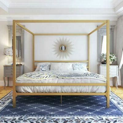 Designed for the henry howard hotel in new orleans' garden district and featured in domino magazine, our luxurious josephine beds. King Size Dark Gold Metal Canopy Bed Frame