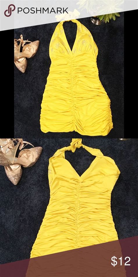 💵★fast shipping★💵 yellow halter mini dress 💛 mini dress sexy mini dresses halter mini dress
