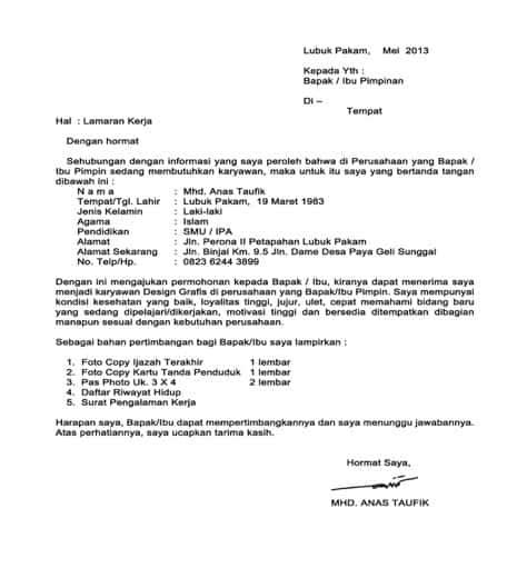 Termasuk dalam surat permintaan, sebagai salah satu syarat untuk melamar pekerjaan. 10 Contoh Surat Lamaran dan CV yang Simpel dan Menarik