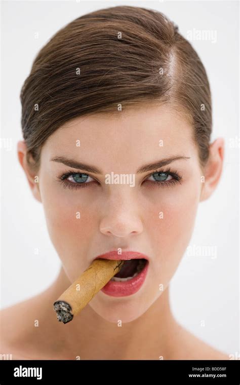 Close Up Young Woman Smoking Cigar Hi Res Stock Photography And Images