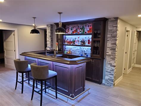 Custom Home Bar With Stone Accents Basement Bar Designs Basement