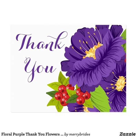 Floral Purple Thank You Flowers Wedding Party Postcard Zazzle