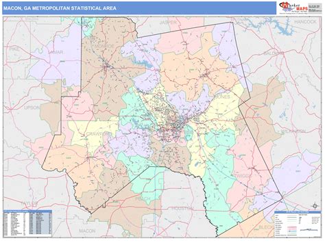 Gainesville Ga Metro Area Wall Map Color Cast Style By Marketmaps
