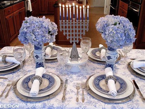 French Blue And White Holiday Table Setting With Toile