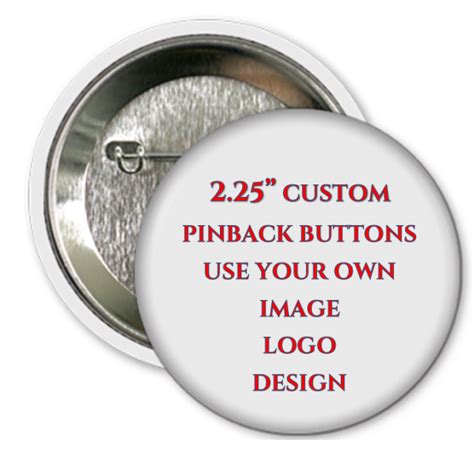 12 Custom 225 Pin Back Buttons With Any Photo Design Personalized