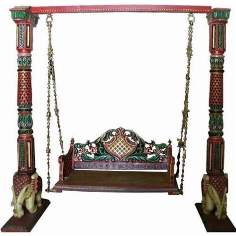 Brown Outdoor Swing Wooden Jhula For Indoor Hand Carving At Rs 195000