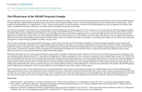 Army Sharp Program Effectiveness Free Essay Example