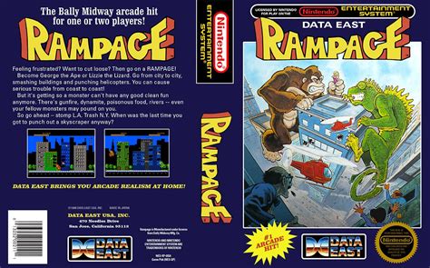 Rampage 1988 Box Art Retro Video Games Nes