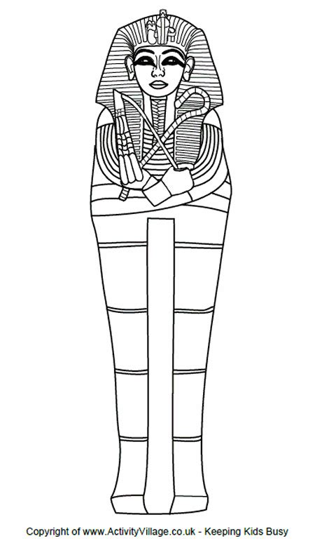 Sarcophagus Colouring Page Ancient Egypt For Kids Egypt Crafts