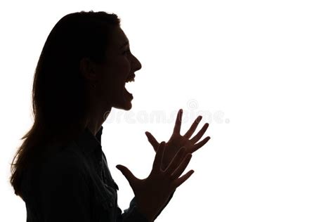 Profile Of Screaming Woman In Silhouette Stock Image Image Of White