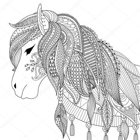 Kleurplaat paard moeilijk paarden kleurplaat moeilijk. Zendoodle design of horse for adult coloring book for anti ...