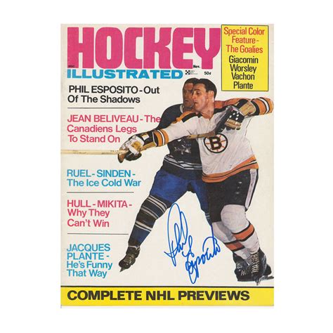 Phil Esposito Signed Hockey Illustrated Magazine November 1969 Boston