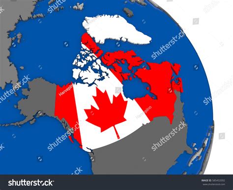 Political Map Canada National Flag Symbol ภาพประกอบสต็อก 585453392