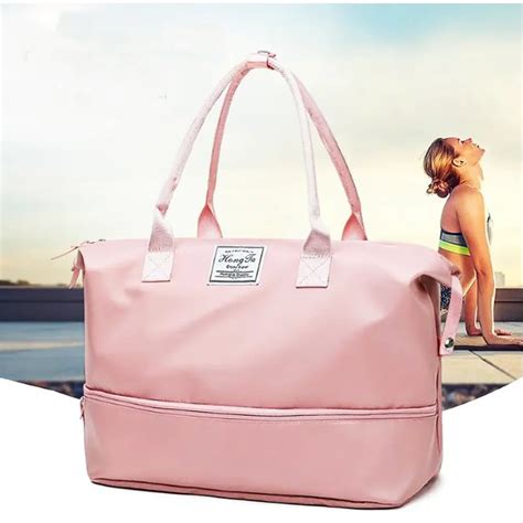 Pink Women Sport Bags For Gym Duffel Luggage Shouder Bag Sport Fitness