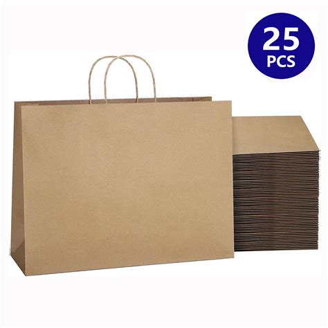 Bagdream Pack Brown Paper Bags With Handles X X Inches Large Paper Gift Bags Kraft Paper