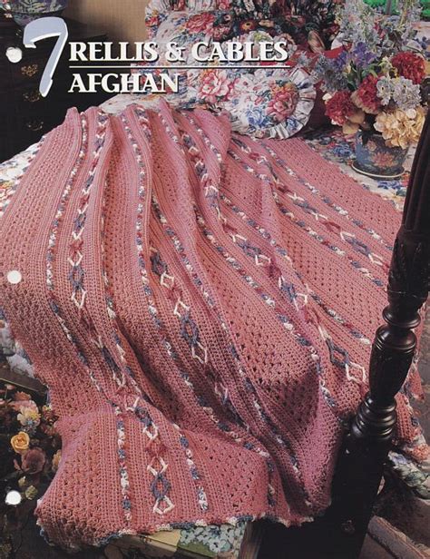 Trellis And Cables Afghan Annies Attic Crochet Afghan And Quilt Pattern