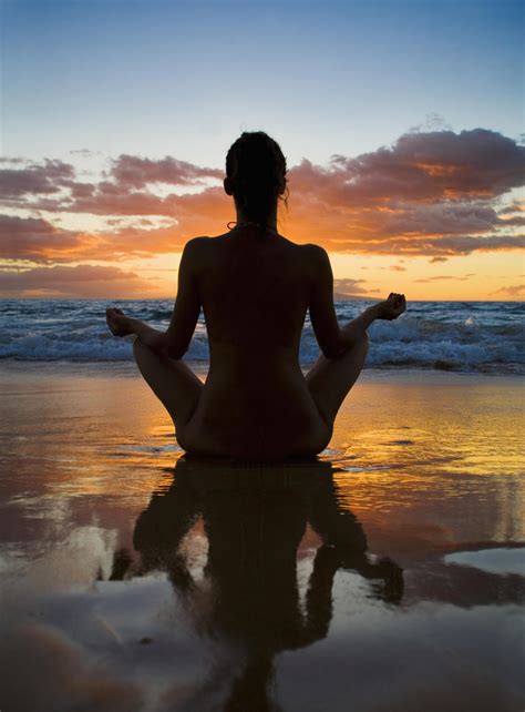 Hawaii Maui Silhouette Of Beautiful Girl Doing Yoga On
