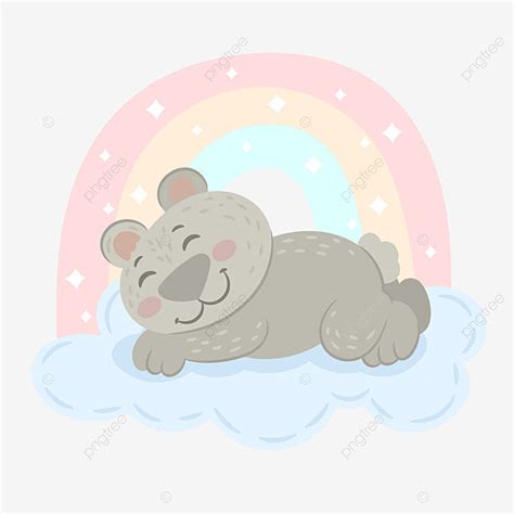 Blue Teddy Bear Vector Art Png Teddy Bear Sleeping With Rainbow And