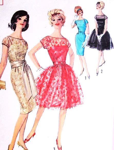1960s Stunning Cocktail Evening Party Dress Pattern Simplicity 4685 Slim Or Full Skirt And Slip