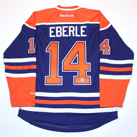 Jordan Eberle 14 Autographed Edmonton Oilers Royal Blue Rbk Replica