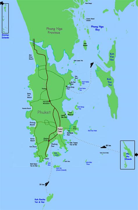 It consists of the island of phuket, the country's largest island, and another 32 smaller islands off its coast. Phuket - Map of Islands Around Phuket