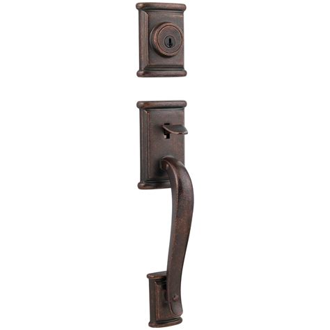 Kwikset Ashfield Adjustable Rustic Bronze Entry Door Exterior Handle At