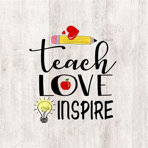 Teach Love Inspire Apple Svg Printable Teacher Signs Back To Etsy