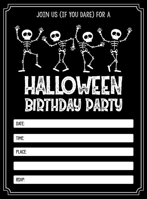 15 Best Halloween Birthday Invitations Printable Black And White