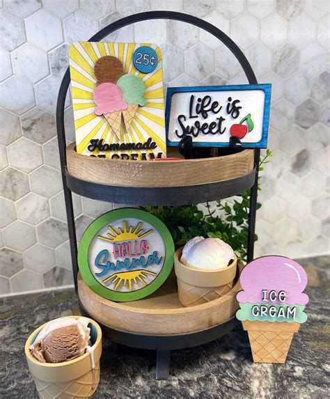 DIY Hello Summer Ice Cream Thema Gelaagde Tray Decor Kit Bundel