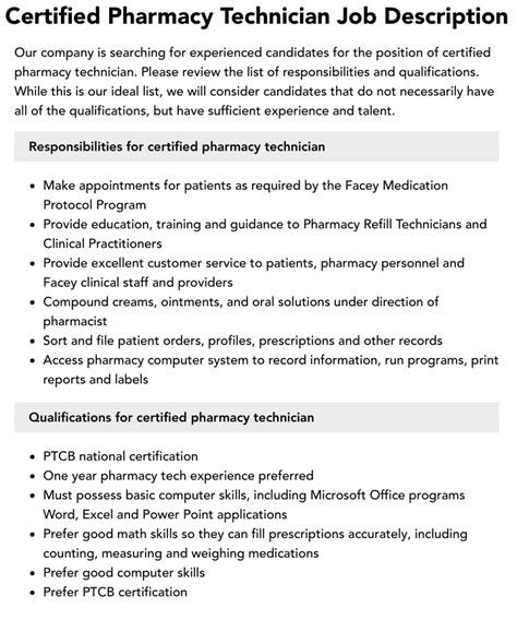 Certified Pharmacy Technician Job Description Velvet Jobs