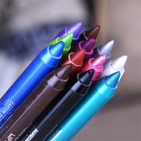 Pro Colorful Eye Liner Pencils Lot Waterproof 12 Colors Pigment Silver