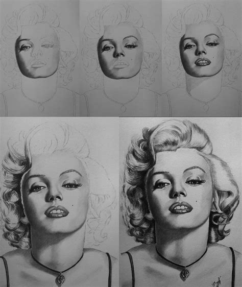 Marilyn Monroe Pencil Portrait From Start To Finish Marilyn Monroe