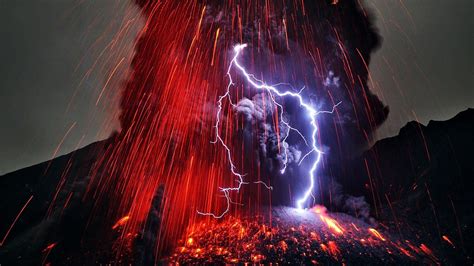 Volcano Landscape Smoke 1080p Long Exposure Eruption Lightning