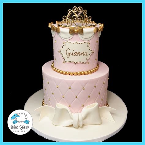 Giannas Princesspink And Gold 1st Birthday Cake Blue Sheep Bake Shop