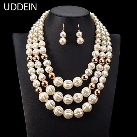 buy new arrival bridal wedding pearl jewelry sets multi layer beads necklace