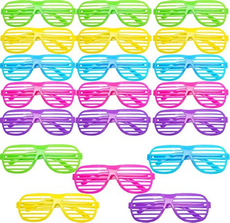 civilight 20 pairs shutter shades glasses neon slotted sunglasses 80s party