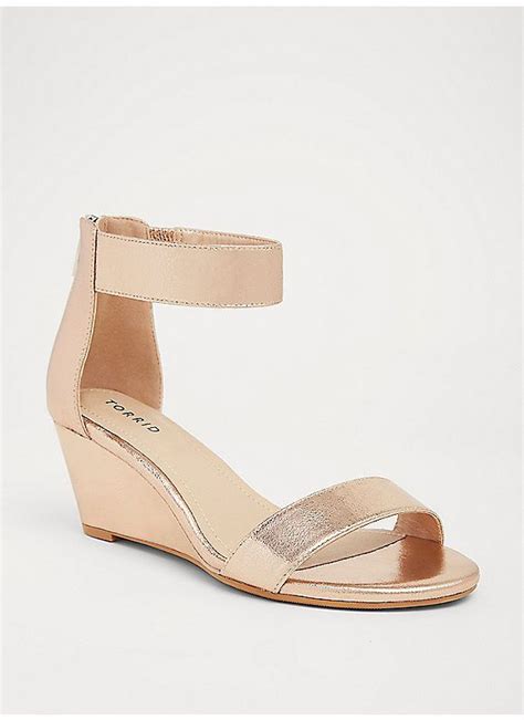Torrid Rose Gold Double Strap Mini Wedges Wide Width Wedges