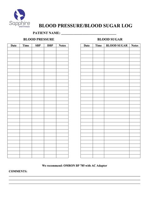 Blood Pressureblood Sugar Log 2020 2022 Fill And Sign Printable