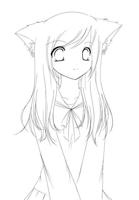 Chibi Fox Girl Anime Coloring Page Sky Sketch Coloring Page