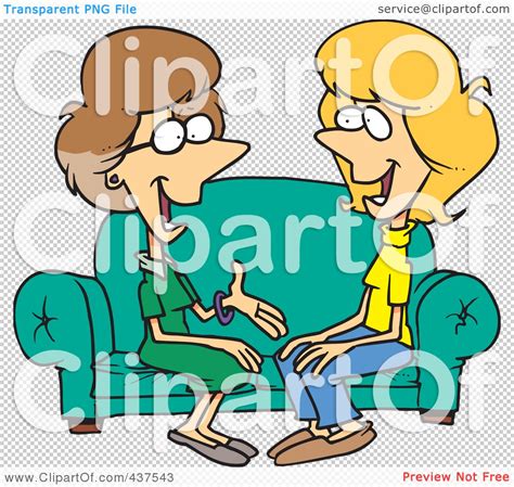 Royalty Free Rf Clip Art Illustration Of Two Talkative Cartoon Women Sitting On A Sofa By