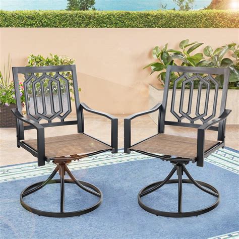 Mf Studio Set Of 2 Swivel Dining Chairs Patio Textilene Dining Chairs