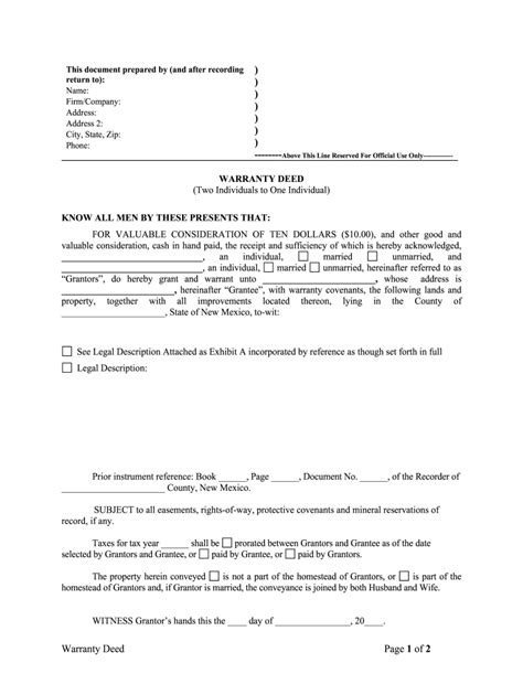 New Mexico Warranty Deed Form Fill Out And Sign Printable Pdf