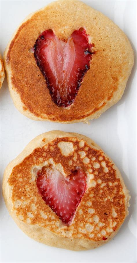 Valentine Strawberry Heart Pancakes | Recipe | Valentines ...