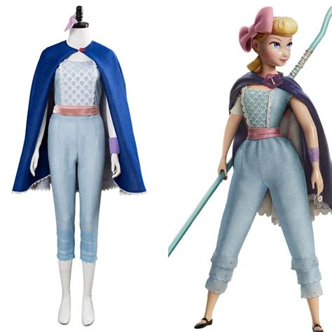 Toy Story 4 Bo Peep Cosplay Costume Dress Cloak Blue Suit Cape Robe