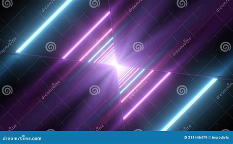 Ultraviolet Neon Laser Beam Line Diagonal Reflection Tunnel 3d Retro