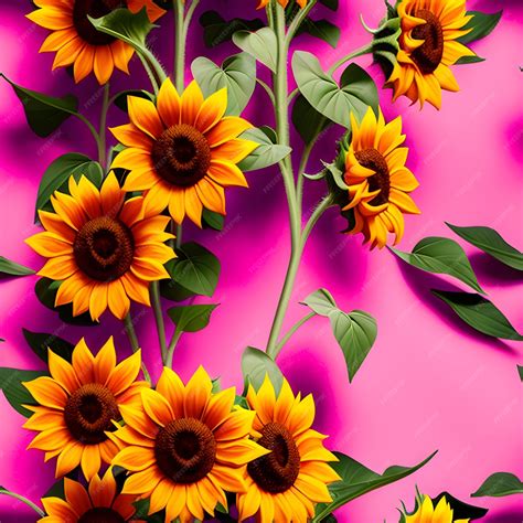 Premium Photo A Bright Pink Background With Sunflowers On It