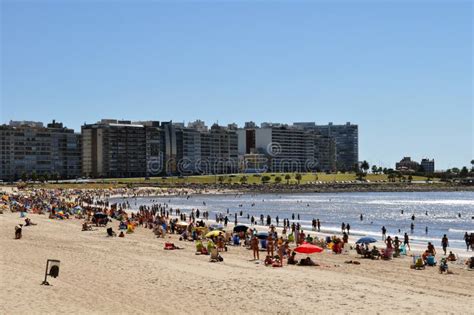 Pocitos Beach In Montevideo Uruguay On A Beautiful Sunny Day Editorial