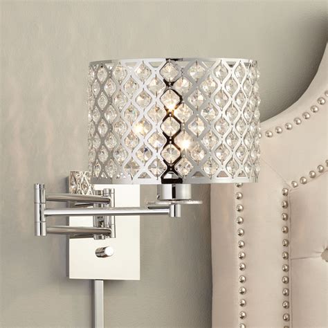 4.7 out of 5 stars 343. Possini Euro Design Modern Swing Arm Wall Lamp Chrome Plug-In Light Fixture Clear Crystal ...
